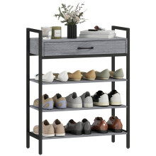 Schoenenrek met 4 lagen en metalen frame, grijs