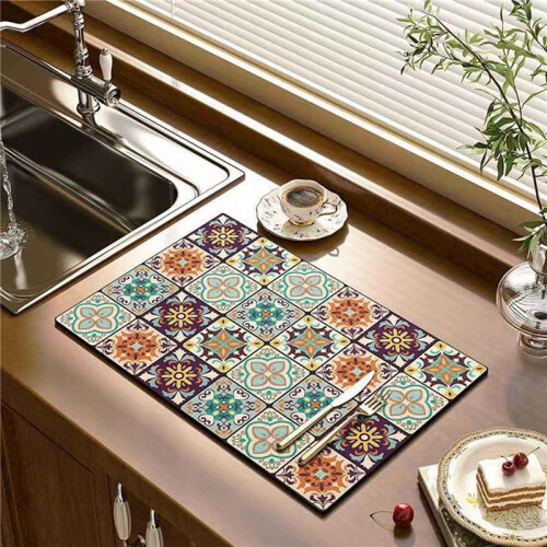 2X Retro Quick-Drying Water-Draining Mat for Kitchen Bar Countertops 2