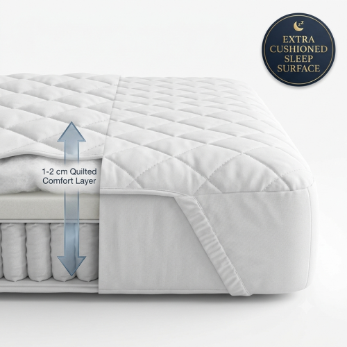 (Double, 2 Bed Pack) Quilted Mattress Protector 40cm Extra Deep | Soft Microfiber Polyester Filled Comfort Bed Protector 2