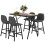 5-teiliges Bar-Set mit Tisch und Stühlen, Leinenbezug, Grau 1