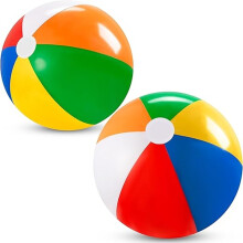 2-Pack Inflatable Rainbow Beach Balls, Pool Party Favors & Summer Water Games Supplies