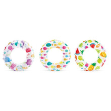 Fun Printed Inflatable Swim Rings 3 Pack, Swimming Tubes for Pool River & Lake, Random Designs