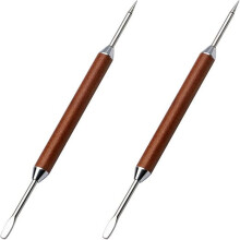 Dual-Ended Latte Art Pen with Wood Handle, Stainless Steel Coffee Needle Barista Tool 2 Pack
