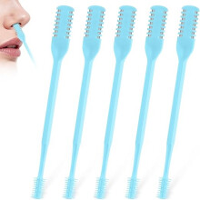 5Pcs 2-in-1 Manual Nose Hair Trimmer 360 Rotating Portable with Cleaning Brush(Blue)