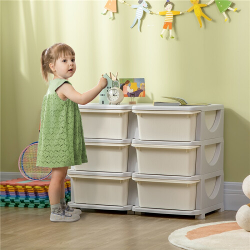 Kids Storage Box with 3 Drawers White 2