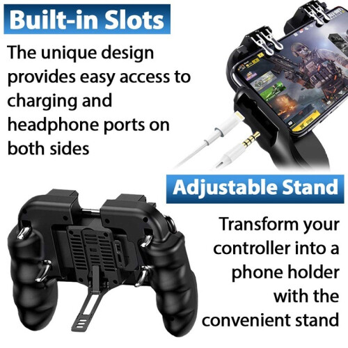 4 Trigger USB Mobile Game Controller with Cooling Fan Adjustable Stand for PUBG 2