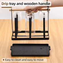 Bottle Holder,Dish Drainer Bottles,6 Bottle Stand, Metal Cup Holder with Drip Tray and Bottle Dryer for Bottles and Cups