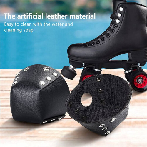 2 Pair Roller Skate Toe Caps PU Leather Skate Toe Guards for Roller Skates Toe Cap Protective Black