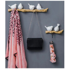 Wall Decorations Living Room Hanger Resin Bird Key Hook Kitchen Coat Clothes Towel Hat Handbag Holder,B