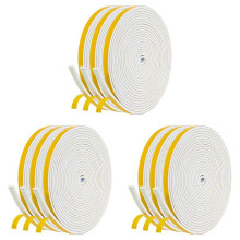 Self Adhesive Foam Tape Door Window Seal Door Draught Excluder Weatherstripping, 6mm Wide X 3mm Thick 9 Pcs Each White