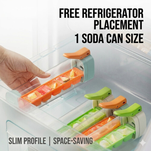Easy Release Ice Cube Tray with Handle, One-Hand Press, Convenient for Chilling Drinks, Green 1
