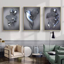 Image Décoration Murale Affiche Artistique Triptyque 3 Pièces 60x80 cm — tableau coeur moderne, toile murale salon