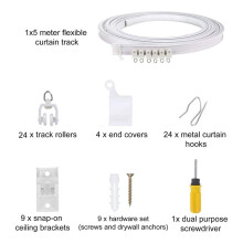 5 Metre Bendable Ceiling Curtain Rail, Flexible Ceiling Curtain Rail, Curtain Rail, Accessories, Curved Curtain Rail