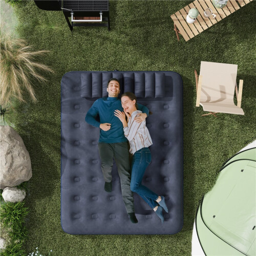Matelas gonflable double avec pompe manuelle, lit gonflable souple 2