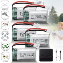 400mAh Lithium Battery 5x 3.7V Replacement Battery with Charging Cable Portable