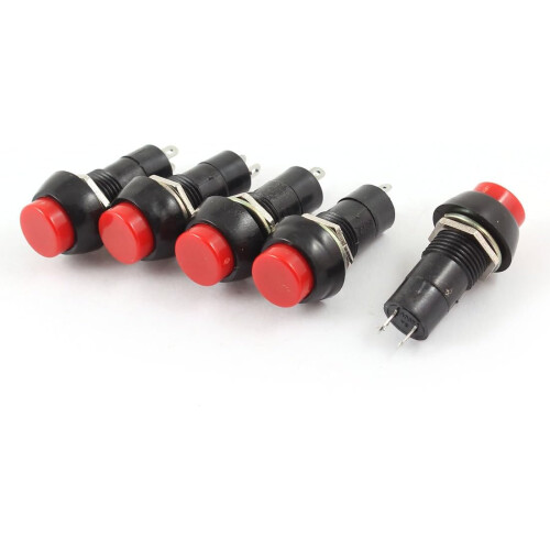 AC 250V 3A Red Cap SPST Latching Push Button Switch 5 Pcs