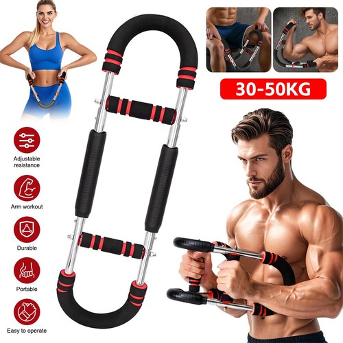 Arm Trainer U Shape Chest Expander Adjustable Resistance Portable Workout Bar