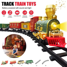 Electric Steam Conveyance Car Train Set Model Toy With Sound Light Easy DIY Gift