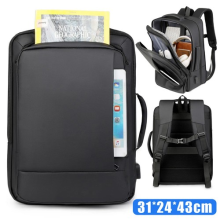 Large Capacity Men Travel Rucksack Business Work Backpack 15.6 Laptop Bag Black