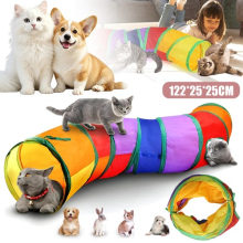 Rainbow Cat Tunnel Collapsible Pet Play Tube In/Outdoor Toy For Rabbit Small Dog