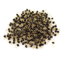 a14091500ux0627 300 Piece Black Ceramic Bead 3.2 mm Head Diameter Gold Tone Copper PCB Test Pin, 0.13" Width, 0.35" Length