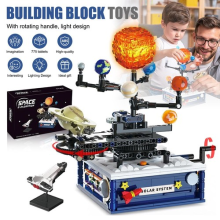 775x Rotating Solar System Building Block Toys With Light 8 Planets Rocket Stand