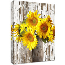 Bild auf Leinwand Sonnenblumen im Vase Deko Wanddeko Gelb 40x60 cm — sonnenblumen bild vase, gelbe wanddeko