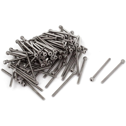 M2x30mm Stainless Steel Hex Key Socket Head Cap Machine Screws 100 Pcs