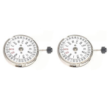 2X Klocka Movement Double Calendar Crown At 3 Mechanical Movement för MIYOTA 8205 Watch Movement Repair Parts (Silver)
