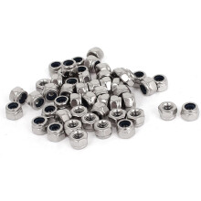 M3 x 0.5mm 304 Stainless Steel Nylon Insert Hex Lock Nuts 50pcs