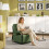 SoBuy Fauteuil lounge velours côtelé vert pliable 14