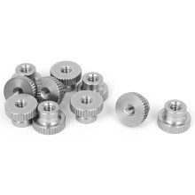 Knurled Thumb Nut, 10Pcs M4x0.7mm 304 Stainless Steel Round Knobs Fasteners for 3D Printer Parts, Silver Tone