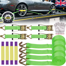 4x Wheel Ratchet Strap Recovery Transport Trailer Car Van Truck Vehicle Tie Down