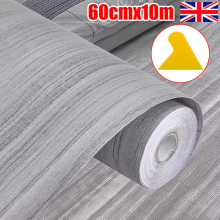 Kitchen & Bathroom Lino Grey Wood Effect Waterproof Vinyl Flooring Roll Deco 10m