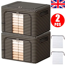 2Pcs 100L Folding Storage Box for Clothes Wardrobe Organizer Tidy Heavy Duty UK