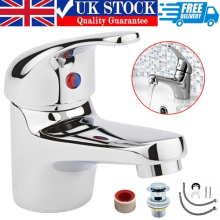 Cloakroom Basin Mixer Tap Basin Sink Mono Bathroom Chrome Tap + Fixings + Waste