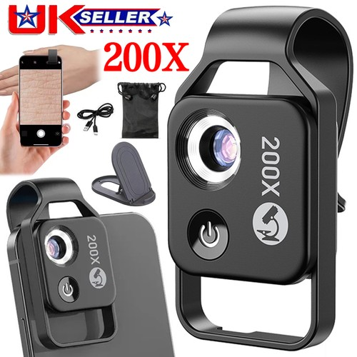Nano Zoom 200x Clip-On Lens for Android iPhone Phone Magnification Microscope UK