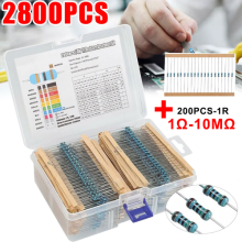 2800pcs 1 ohm - 10M ohm 64 values 1/4W Metal Film Resistors Assortment Kit Tools