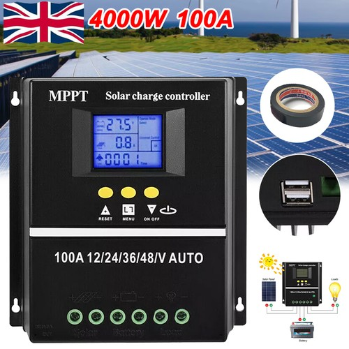 4000W 100A MPPT Solar Charge Controller Battery PV Regulator 12V/24V/36V/48V USB