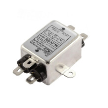 CW1B-15A-T Noise Suppressor Power EMI Filter, AC 115/250V, 15A, Silver and Black Metal Filter