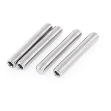M8x50mm Metric 304 Stainless Steel Hex Socket Set Flat Point Grub Screws Silver Tone for Towel Rack Door Knob 4pcs