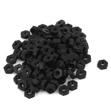 M2.5 Thread Insert Lock Screw Fastener Nylon Hex Nuts Black 100pcs