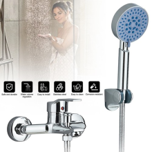 Bath Shower Mixer Tap with Handset Bathroom Sink Bath Filler Tap Stainless Steel