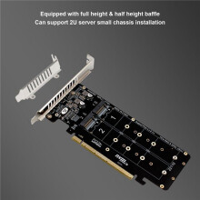 2X PCIE X16 to M.2 M-Key NVMEx4 SSD 2U Server Riser Card Double-Sided 4-Disk NVME PCI-EX16 Split Card