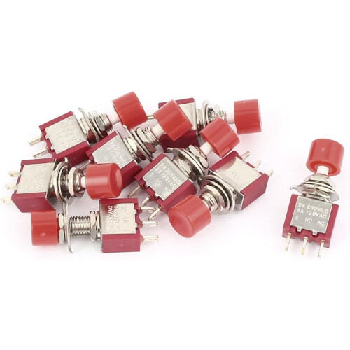 AC 250V/120V 2A/5A 3 Terminal NO NC Momentary Push Button Switch 9PCS