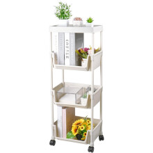 Kitchen Trolley Shelf Unit 4 Tiers Mobile on Wheels for Kitchen Bathroom White — white kitchen trolley