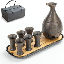 Japanese Sake Set Sake Carafe and Cups 170ml with Tray 10-Piece Vintage — sake set, sake carafe, japanese pottery