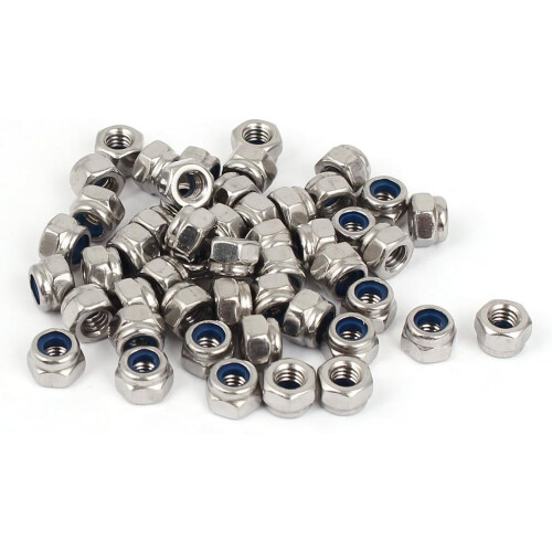 M4 304 Stainless Steel Self-Locking Nylon Insert Hex Lock Nuts 50pcs