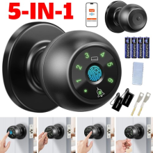 Smart Fingerprint Door Lock Knob Biometric Lock w/Doorbell 4 Ways Keyless Entry