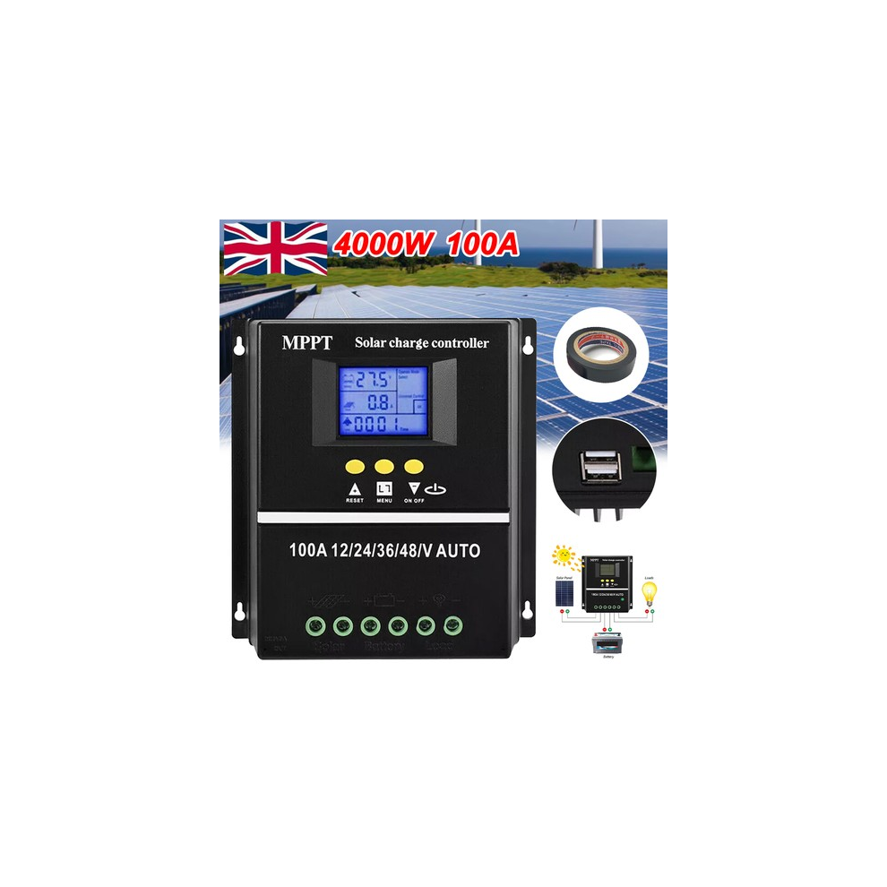 Photos - Solar Panel 4000W 100A MPPT Solar Charge Controller Battery PV Regulator 12V/24V/36V/48V USB
